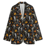 Halloween Skeleton Party Pattern Print Women's Blazer