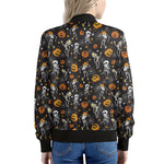 Halloween Skeleton Party Pattern Print Women's Bomber Jacket