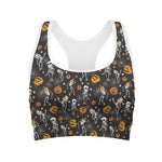Halloween Skeleton Party Pattern Print Women's Sports Bra