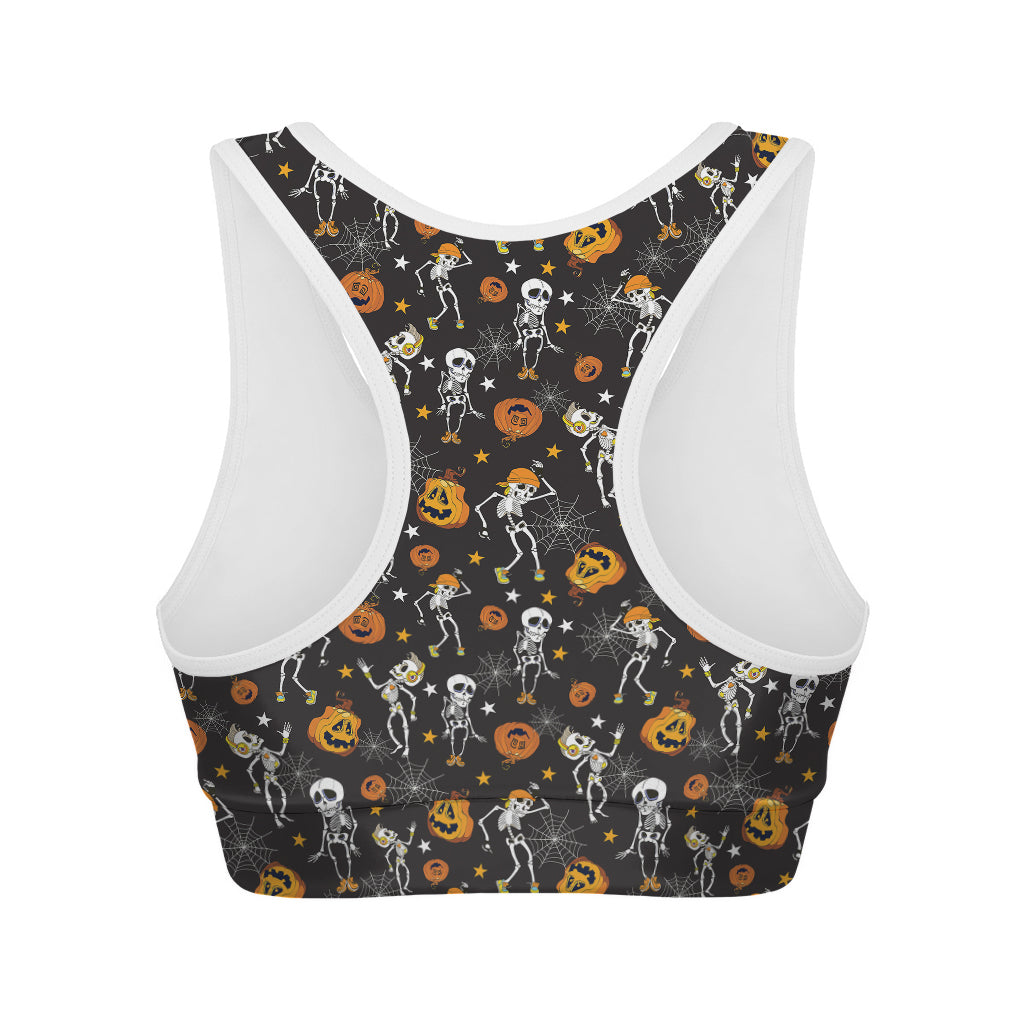 Halloween Skeleton Party Pattern Print Women's Sports Bra