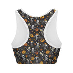 Halloween Skeleton Party Pattern Print Women's Sports Bra