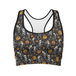 Halloween Skeleton Party Pattern Print Women's Sports Bra