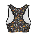Halloween Skeleton Party Pattern Print Women's Sports Bra