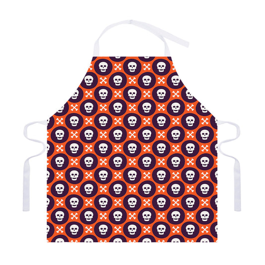 Halloween Skull And Bone Pattern Print Adjustable Apron