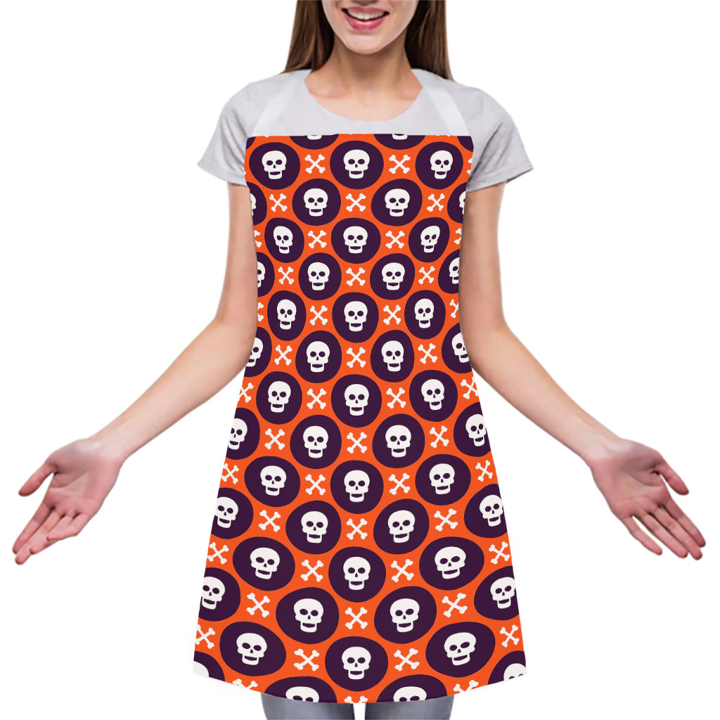 Halloween Skull And Bone Pattern Print Adjustable Apron