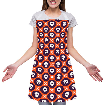 Halloween Skull And Bone Pattern Print Adjustable Apron