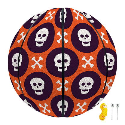 Halloween Skull And Bone Pattern Print Basketball