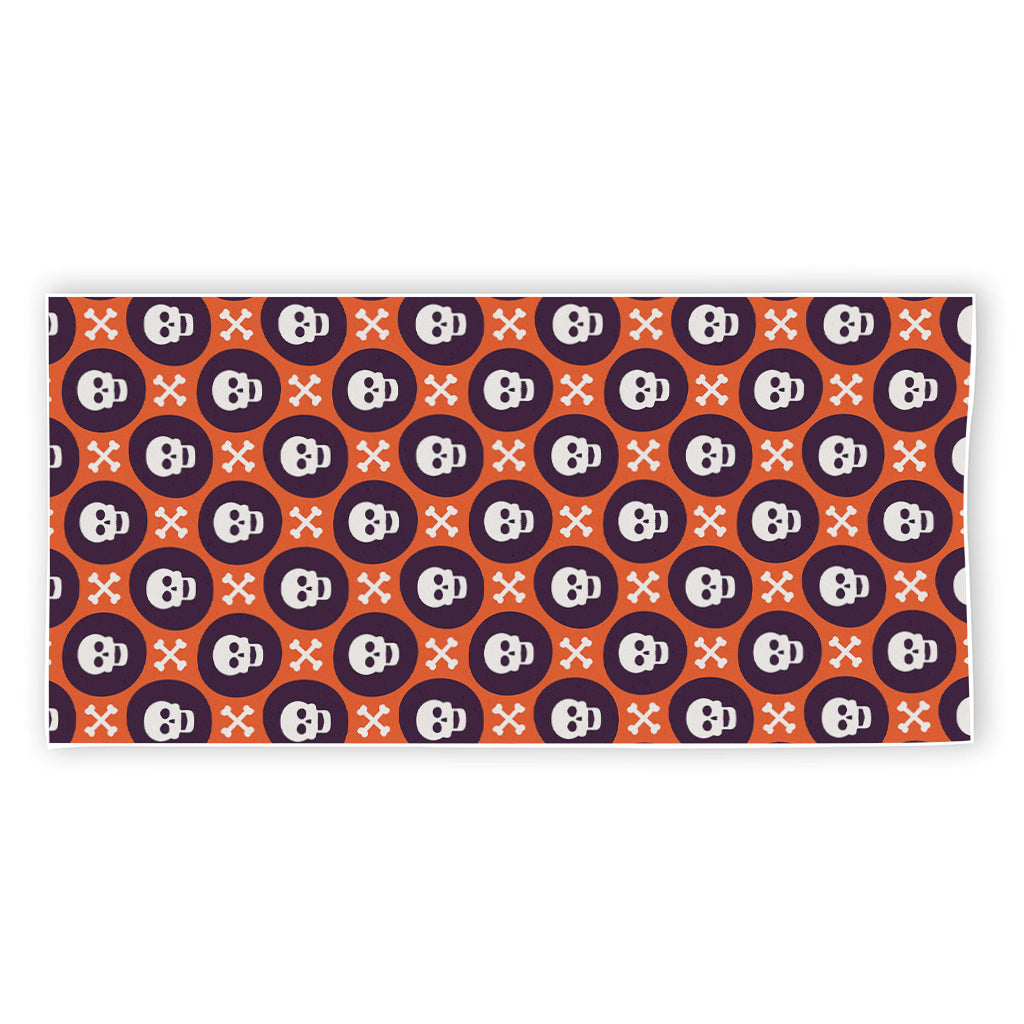 Halloween Skull And Bone Pattern Print Beach Towel