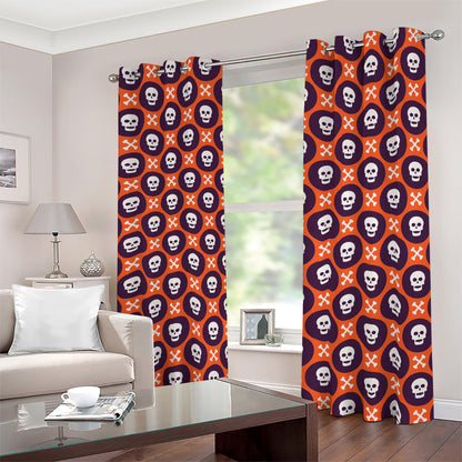 Halloween Skull And Bone Pattern Print Blackout Grommet Curtains