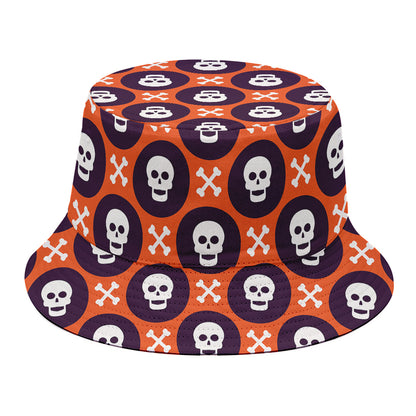 Halloween Skull And Bone Pattern Print Bucket Hat