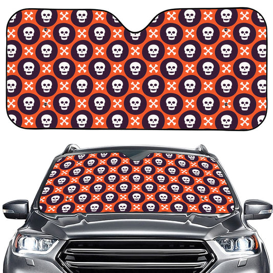 Halloween Skull And Bone Pattern Print Car Windshield Sun Shade