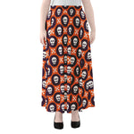 Halloween Skull And Bone Pattern Print Chiffon Maxi Skirt