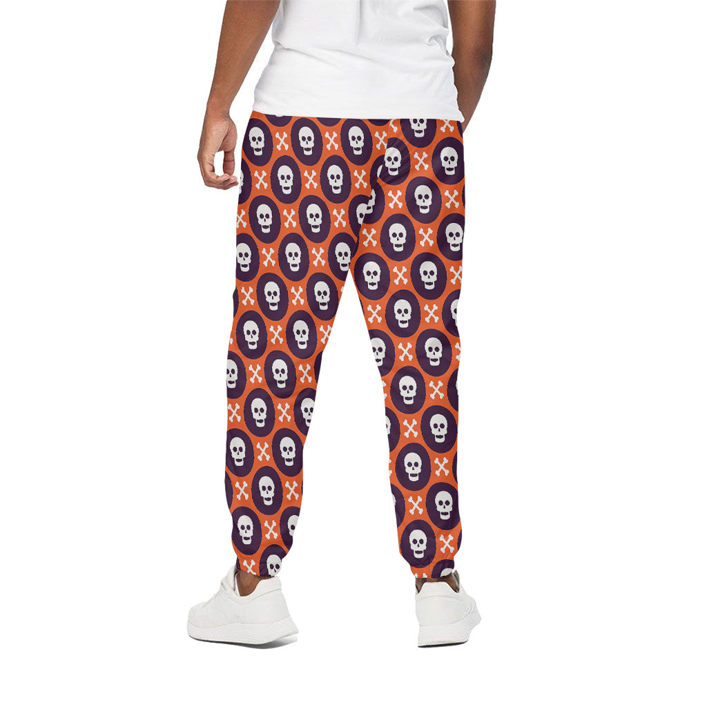 Halloween Skull And Bone Pattern Print Cotton Pants