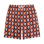 Halloween Skull And Bone Pattern Print Cotton Shorts