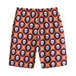 Halloween Skull And Bone Pattern Print Cotton Shorts