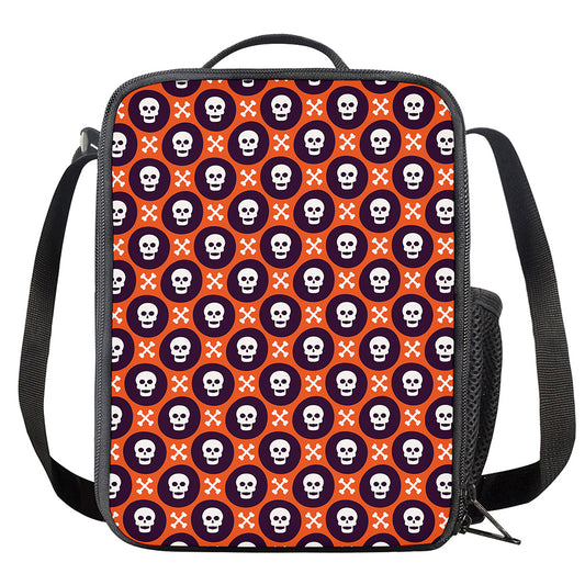 Halloween Skull And Bone Pattern Print Crossbody Lunch Bag