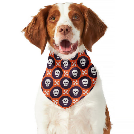 Halloween Skull And Bone Pattern Print Dog Bandana