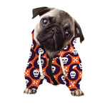 Halloween Skull And Bone Pattern Print Dog Zip Up Hoodie