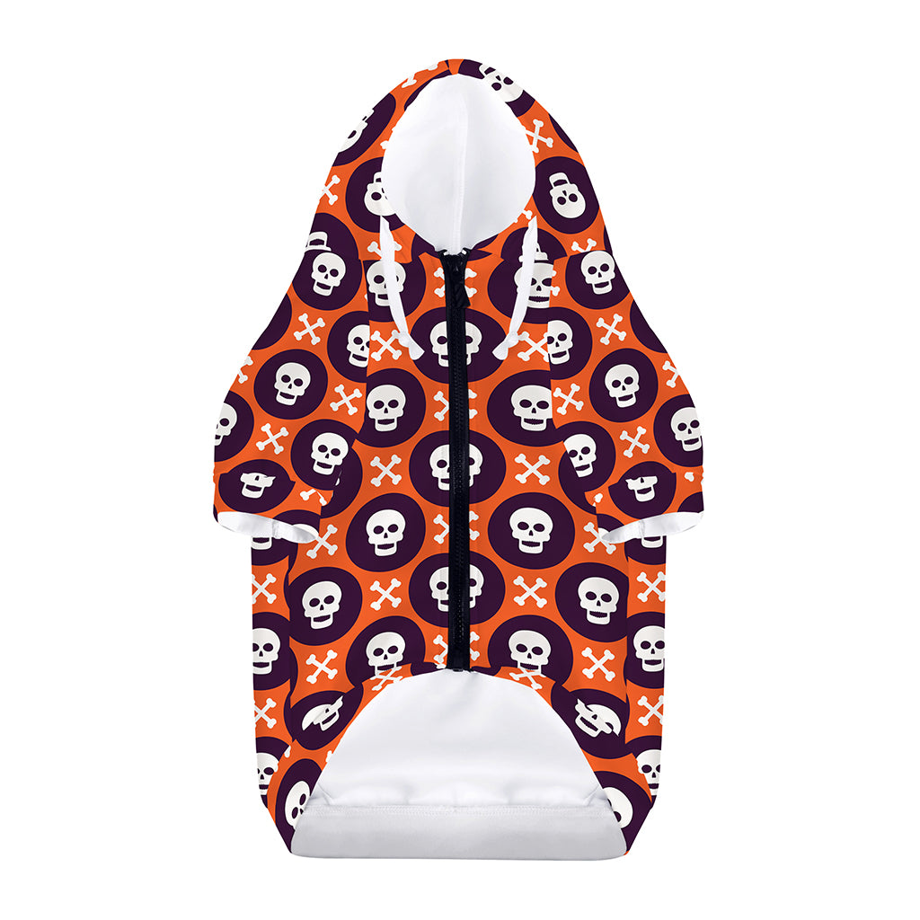 Halloween Skull And Bone Pattern Print Dog Zip Up Hoodie