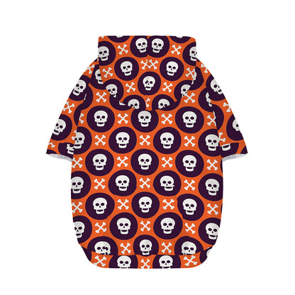 Halloween Skull And Bone Pattern Print Dog Zip Up Hoodie