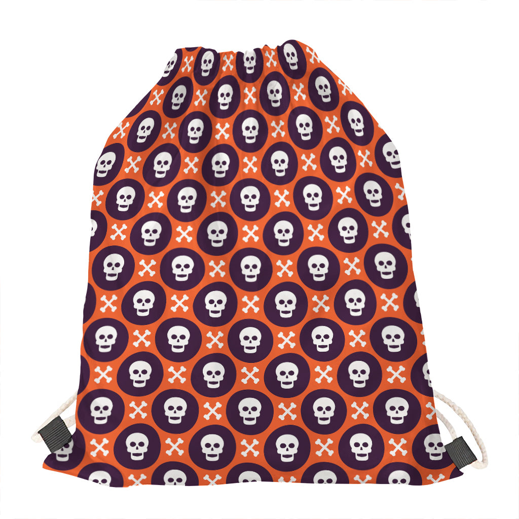Halloween Skull And Bone Pattern Print Drawstring Bag