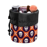 Halloween Skull And Bone Pattern Print Drawstring Makeup Bag