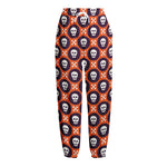 Halloween Skull And Bone Pattern Print Fleece Lined Knit Pants