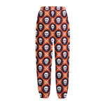 Halloween Skull And Bone Pattern Print Fleece Lined Knit Pants