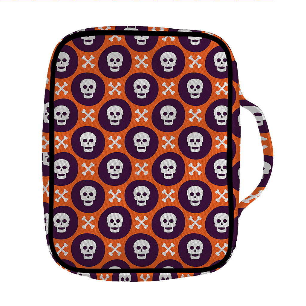 Halloween Skull And Bone Pattern Print Front Pocket Bible Bag