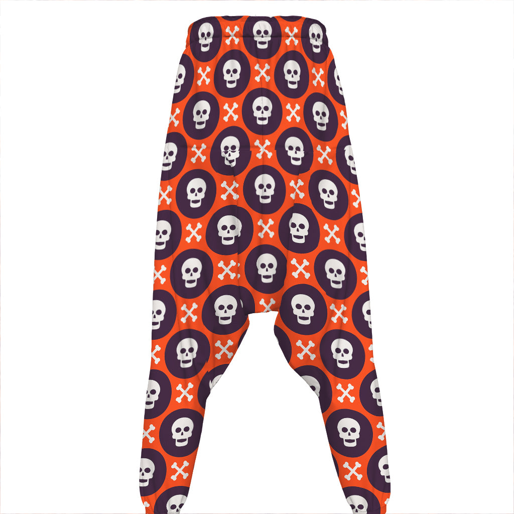 Halloween Skull And Bone Pattern Print Hammer Pants