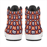 Halloween Skull And Bone Pattern Print High Top Leather Sneakers