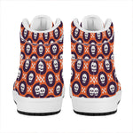 Halloween Skull And Bone Pattern Print High Top Leather Sneakers