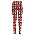 Halloween Skull And Bone Pattern Print High-Waisted Pocket Leggings