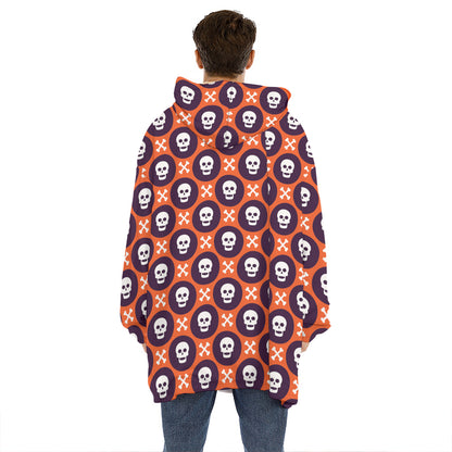 Halloween Skull And Bone Pattern Print Hoodie Blanket