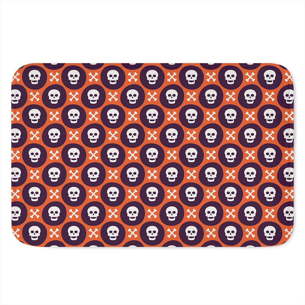 Halloween Skull And Bone Pattern Print Indoor Door Mat