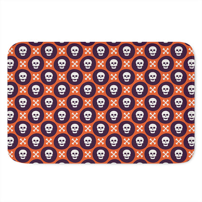 Halloween Skull And Bone Pattern Print Indoor Door Mat