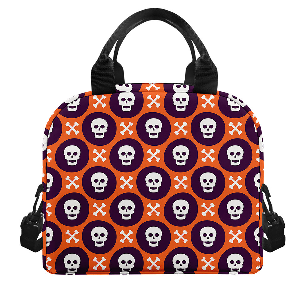 Halloween Skull And Bone Pattern Print Insulated Lunch Bag