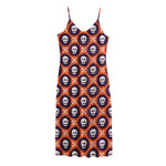 Halloween Skull And Bone Pattern Print Jersey Midi Cami Dress
