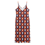 Halloween Skull And Bone Pattern Print Jersey Midi Cami Dress