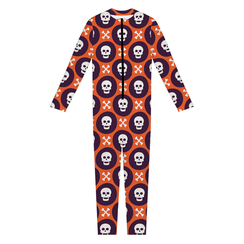 Halloween Skull And Bone Pattern Print Jumpsuit