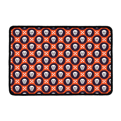 Halloween Skull And Bone Pattern Print Kitchen Mat