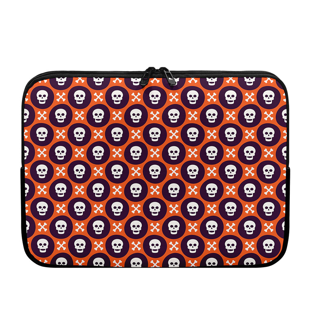Halloween Skull And Bone Pattern Print Laptop Sleeve