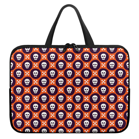 Halloween Skull And Bone Pattern Print Laptop Sleeve With Handle