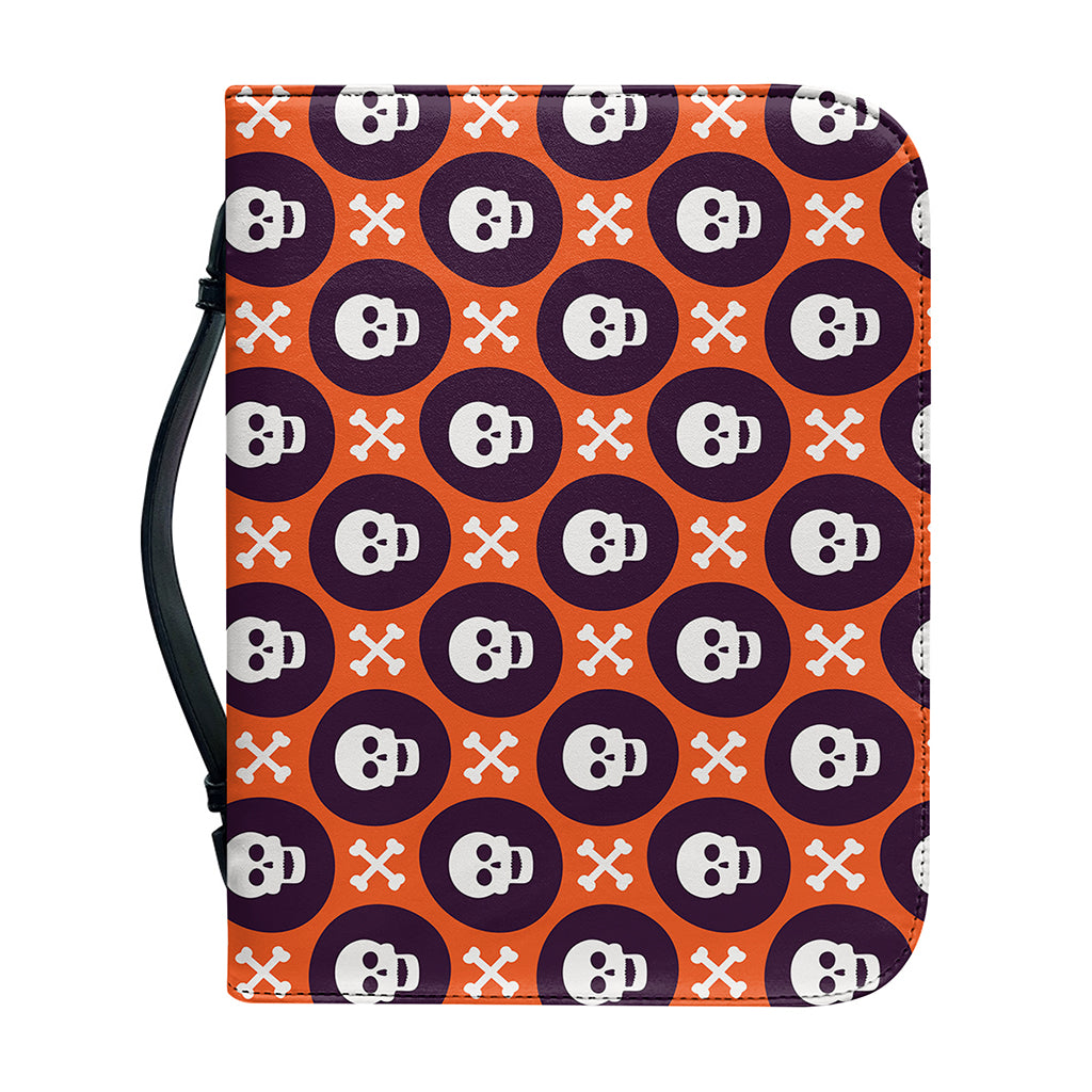 Halloween Skull And Bone Pattern Print Leather Bible Cover