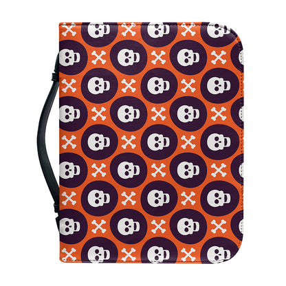 Halloween Skull And Bone Pattern Print Leather Bible Cover