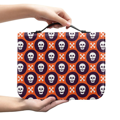 Halloween Skull And Bone Pattern Print Leather Bible Cover