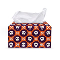 Halloween Skull And Bone Pattern Print Leather Tissue Box Cover