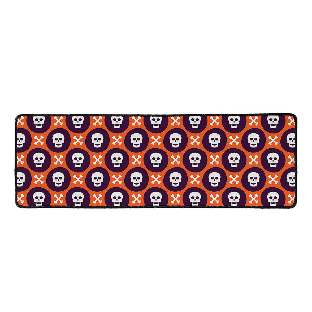 Halloween Skull And Bone Pattern Print Long Kitchen Mat
