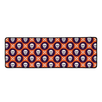 Halloween Skull And Bone Pattern Print Long Kitchen Mat