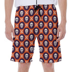 Halloween Skull And Bone Pattern Print Men's Beach Shorts